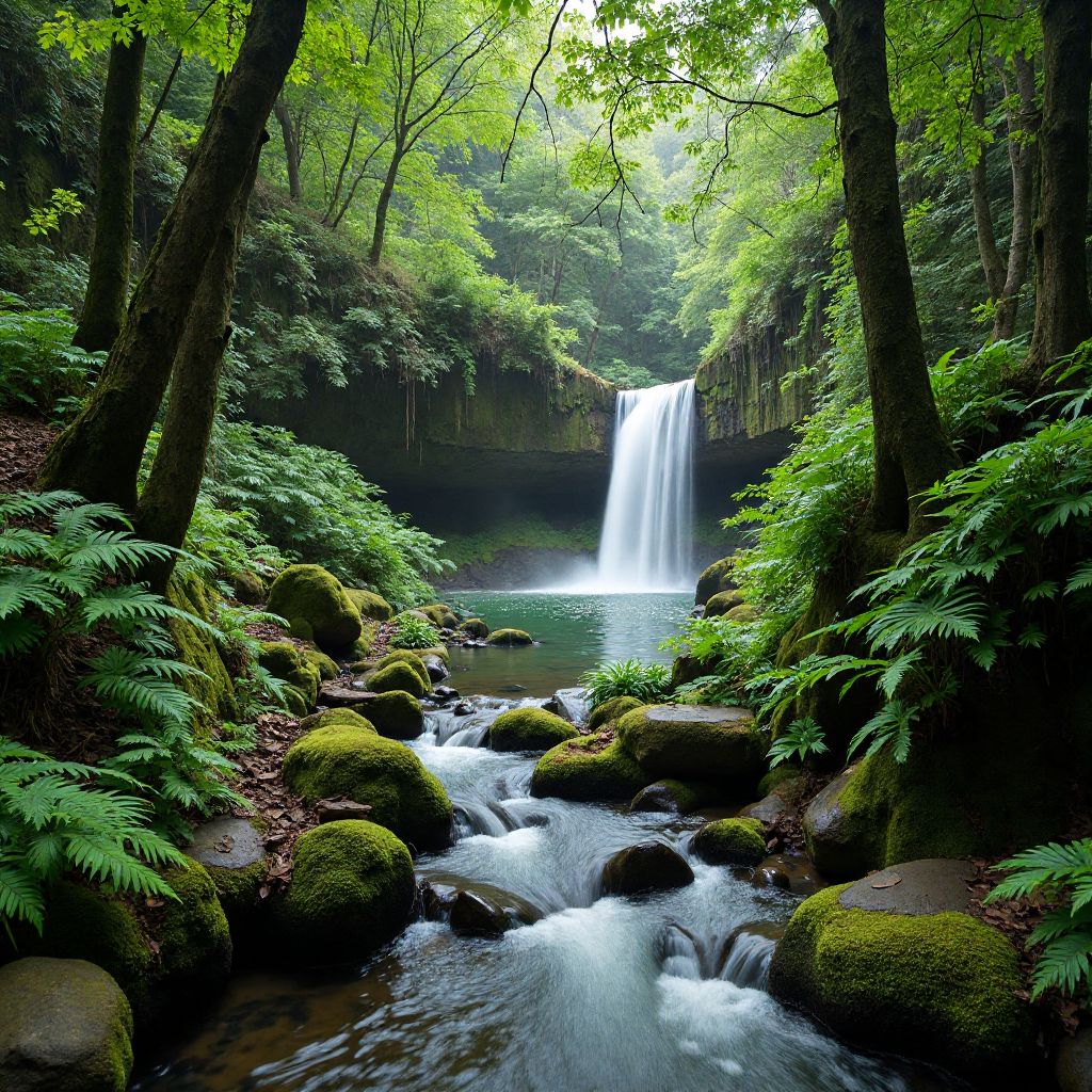 Rainforest creek and waterfall trail