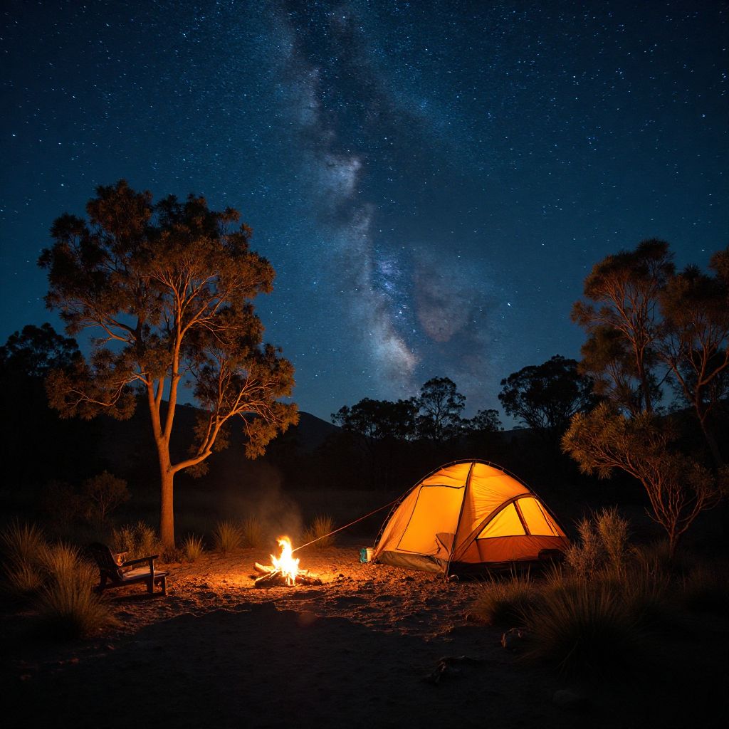 Wilderness camping under stars